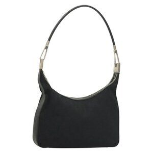 Authentic GUCCI GG Canvas Shoulder Bag Black Silver 001 3312